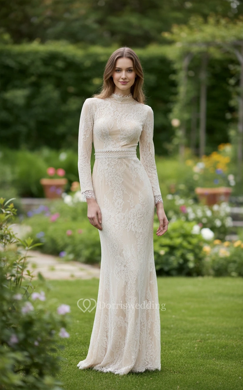 Modernes Brautkleid aus Spitze mit offenem Rücken view 3