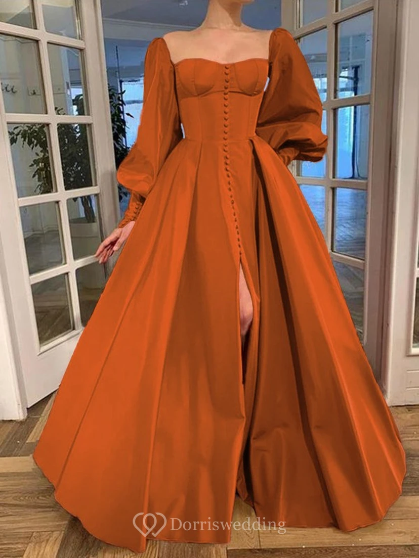 Elegantes Kleid im Vintage-Stil mit langen Puffärmeln, Empire-Stil und Schlitz vorne view 40