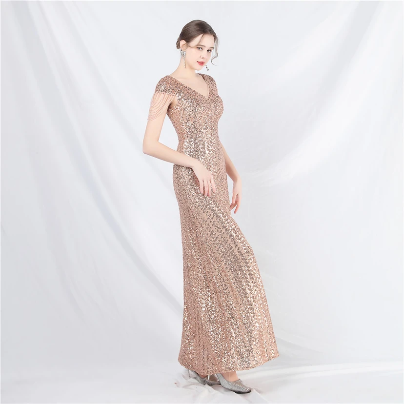 A-Line Big Swing Dress Craft Sequined Long A-Line Evening Dress view 52