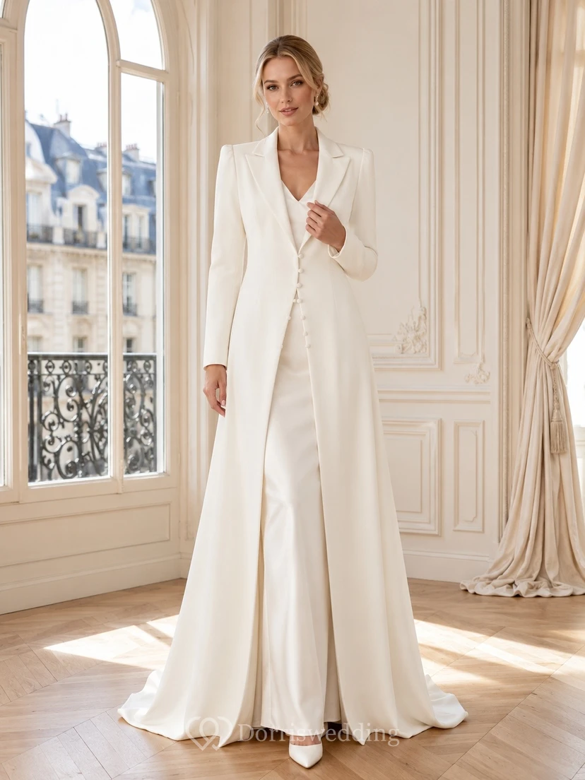 High Elegant Gown Neck Satin Bridal Classic Wedding Dress Ball