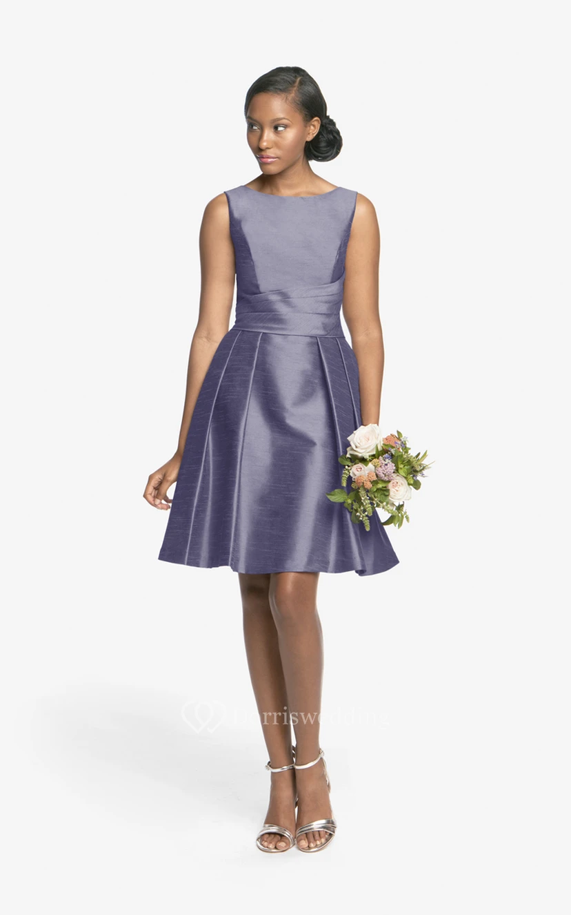 Taffeta Lovely Sleeveless A-Line Dress With V Back view 3