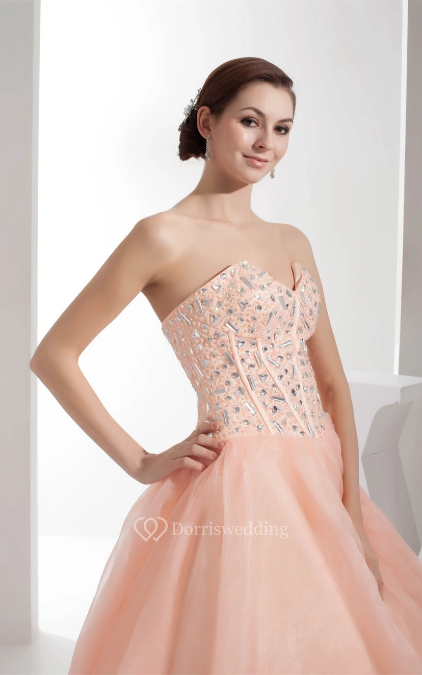 Sweetheart A-Line Pleated Ball-Gown With Gemmed Bodice view 4