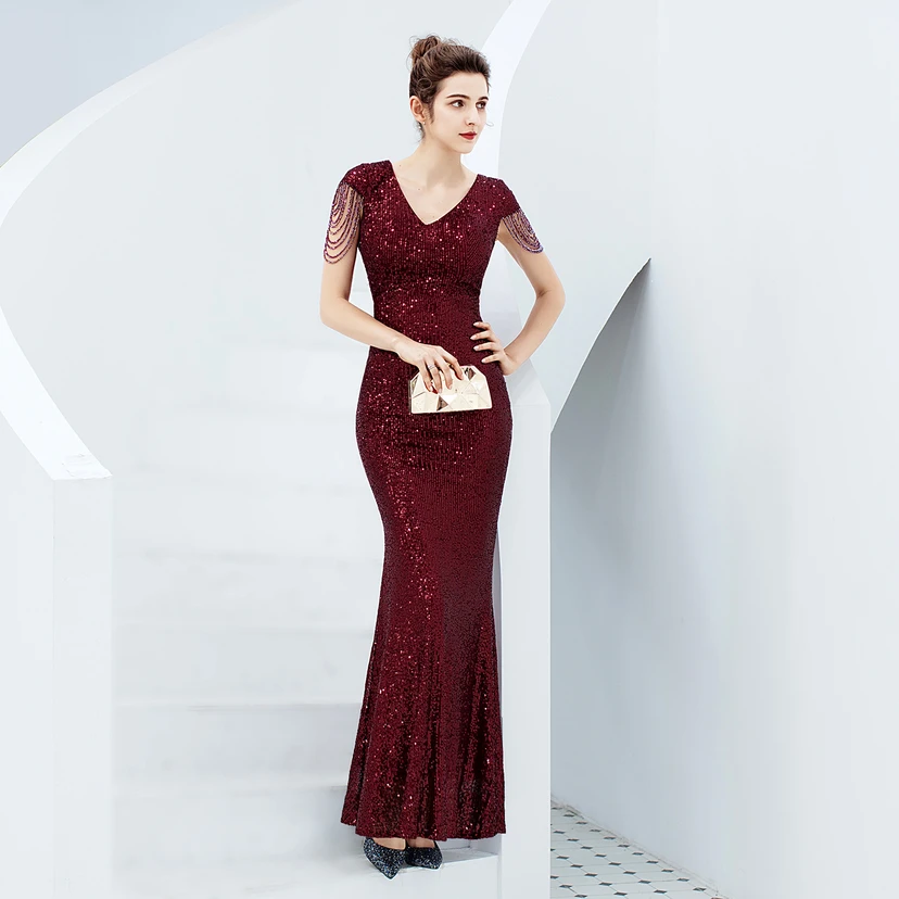 Evening Dress For Women Elegant Banquet Temperament Long Sequins Aura Queen Fishtail Slim view 2