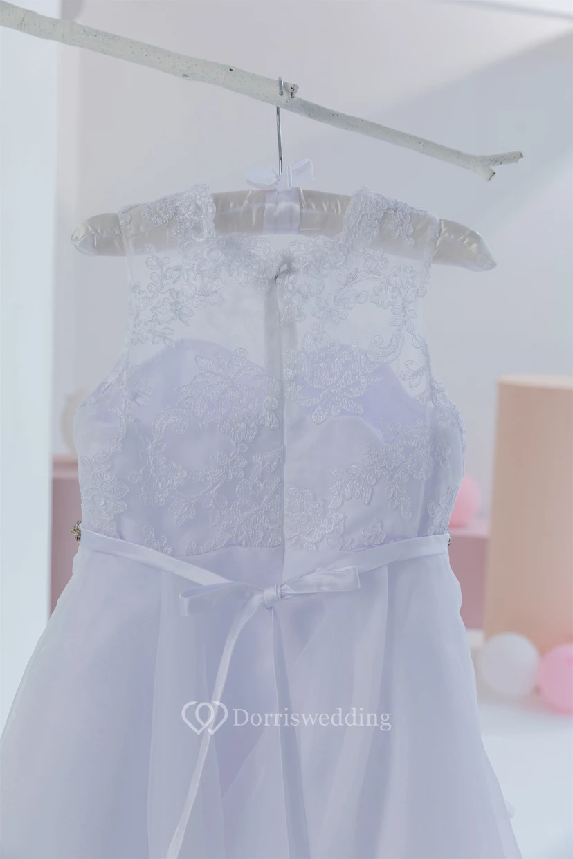 Cute Short A-line Lavender Flowergirl Dress with Applique and Beadings view 5