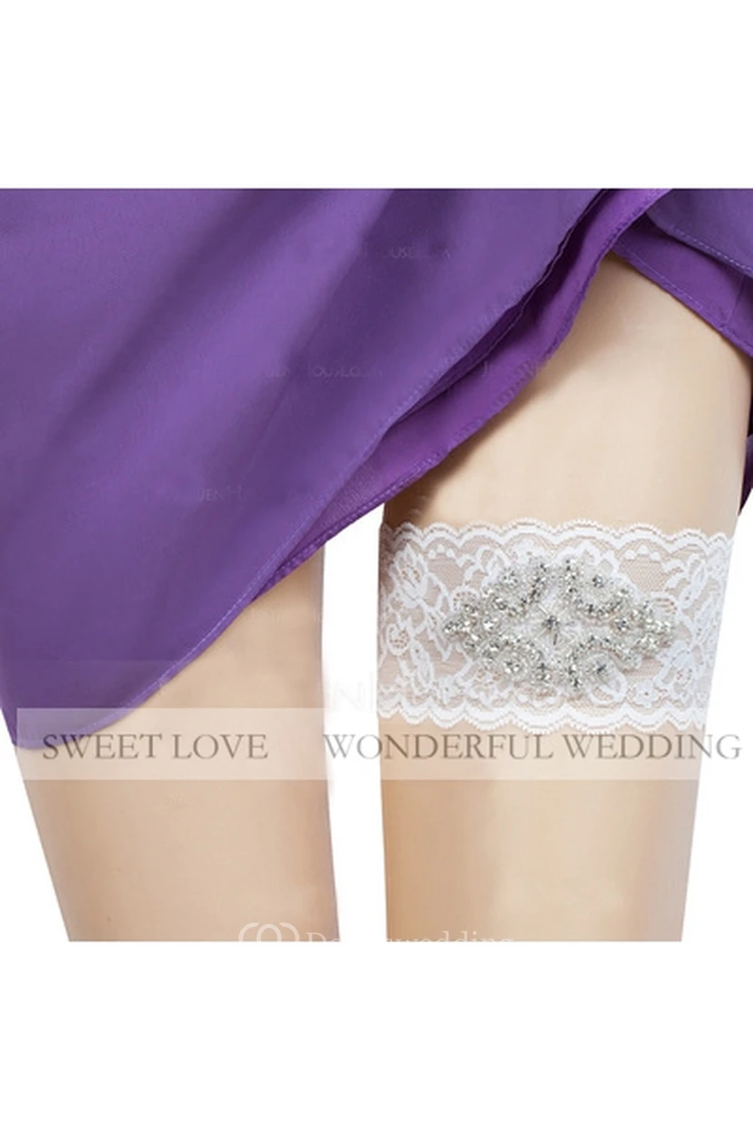 European And American Wide Beaded Lace Elastic Bridal Garter Within 16-23inch