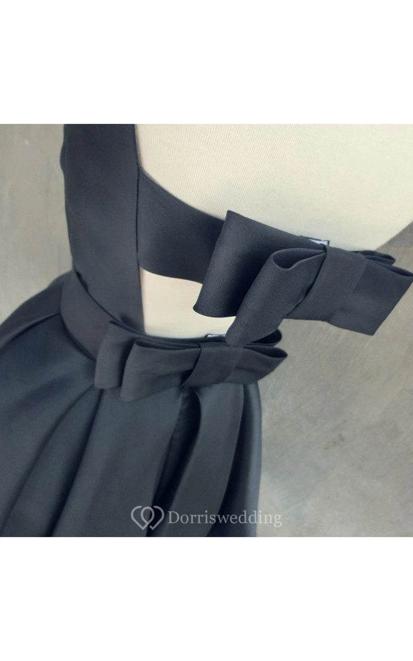 Mini A-line Satin Dress With Open Back view 3