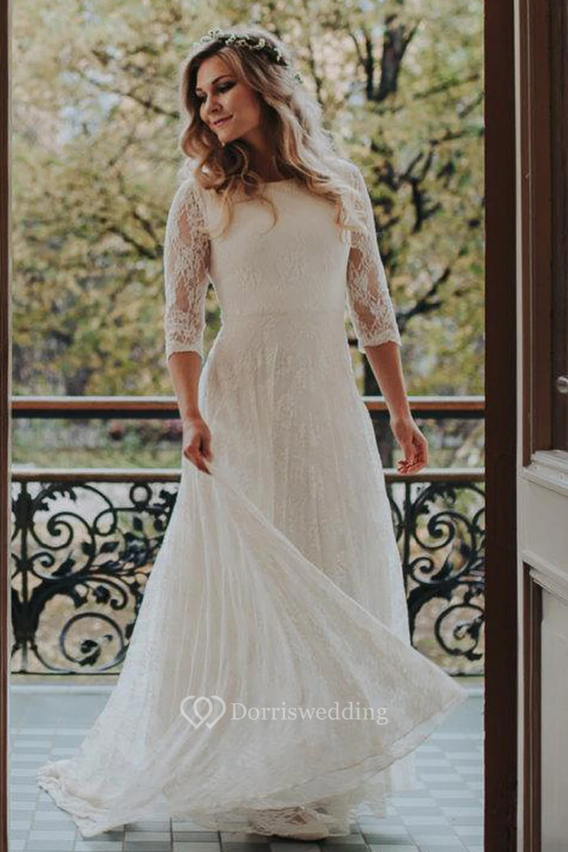 Vestido de novia de gasa, jersey, satén, fajín, cinta y encaje view 3