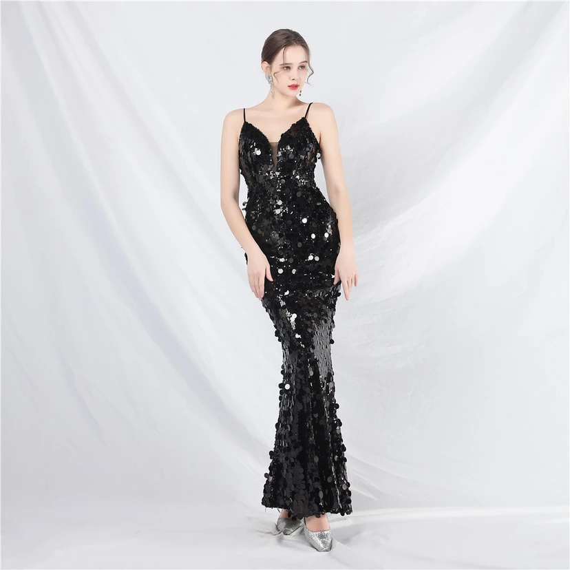 Robe de soirée longue à bretelles haut de gamme view 18