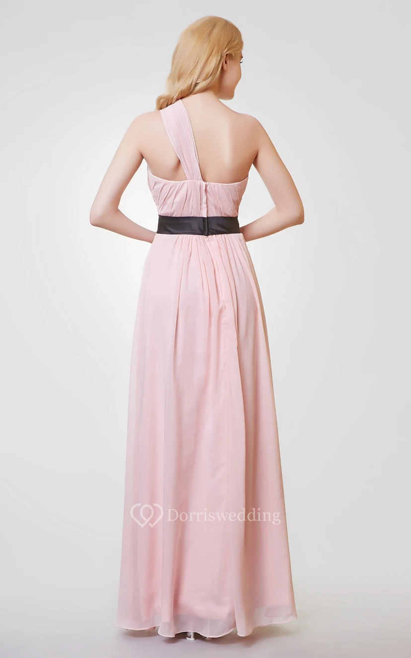 Sleeveless A-line Long Chiffon Dress With Ruching view 3