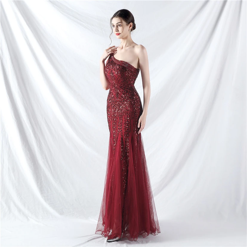 Robe de soirée haut de gamme ornée de perles de positionnement, de fleurs et de broderies en tulle. view 34