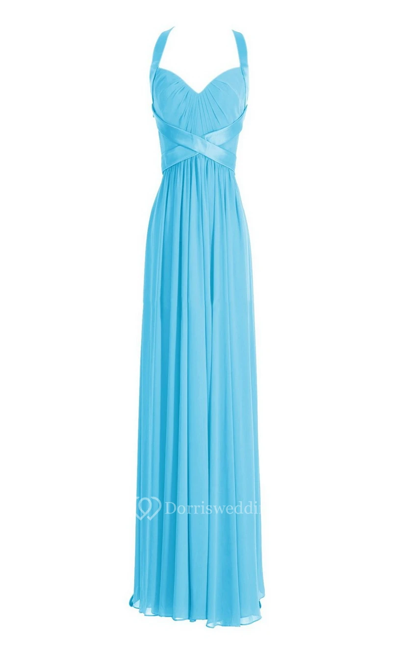Sleeveless Empire Long Chiffon Crisscross Dress view 19