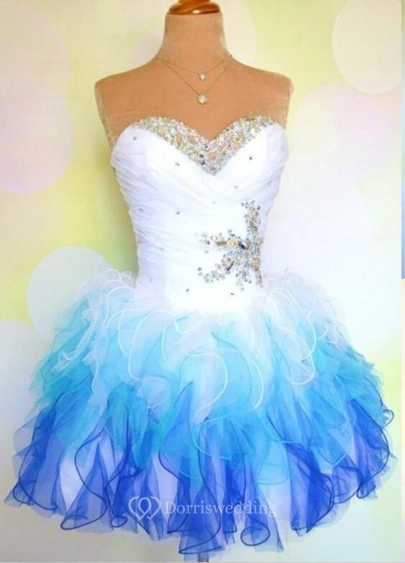 Lovely Sweetheart Sleeveless Short Homecoming Dress With Ruffles Beadings