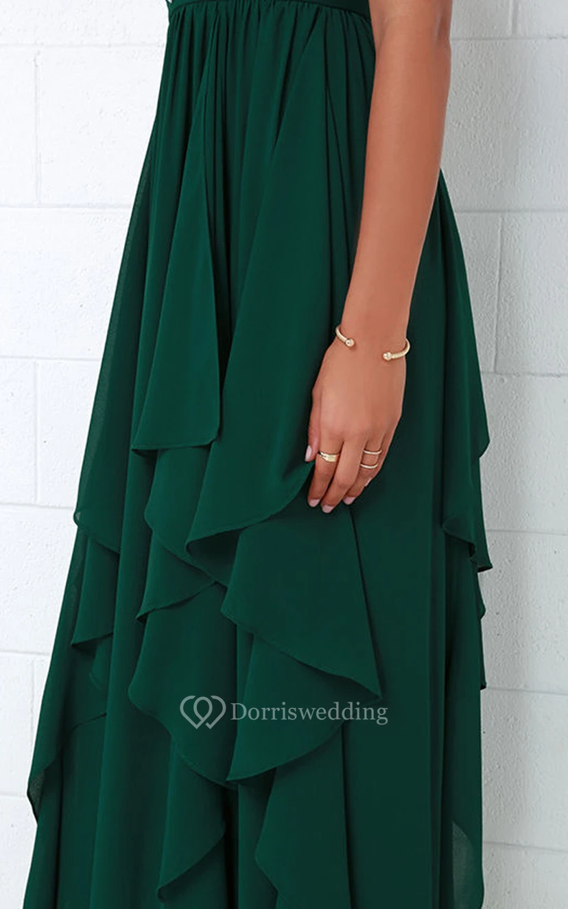 Sleeveless Chiffon Stylish Dress With Ruffles view 9