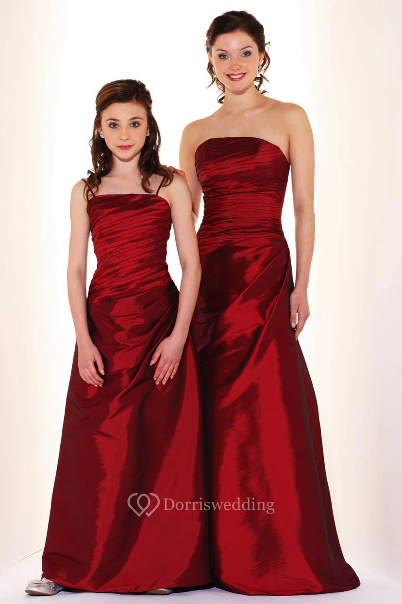 Maxi Strapless Ruched Satin Bridesmaid Dress