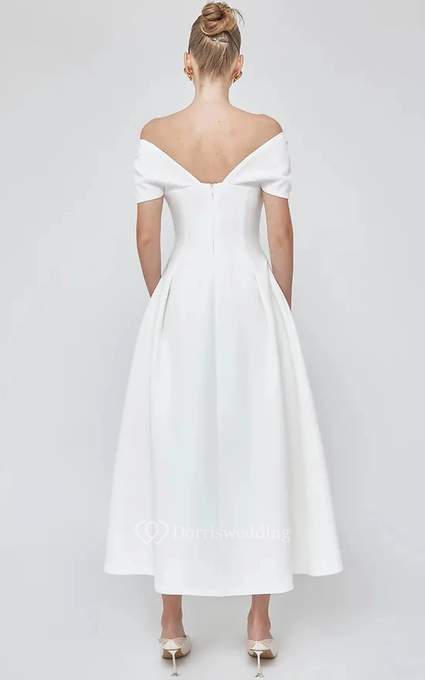 Sleeveless High-end A Line Tea-length Satin Prom Dress view 2
