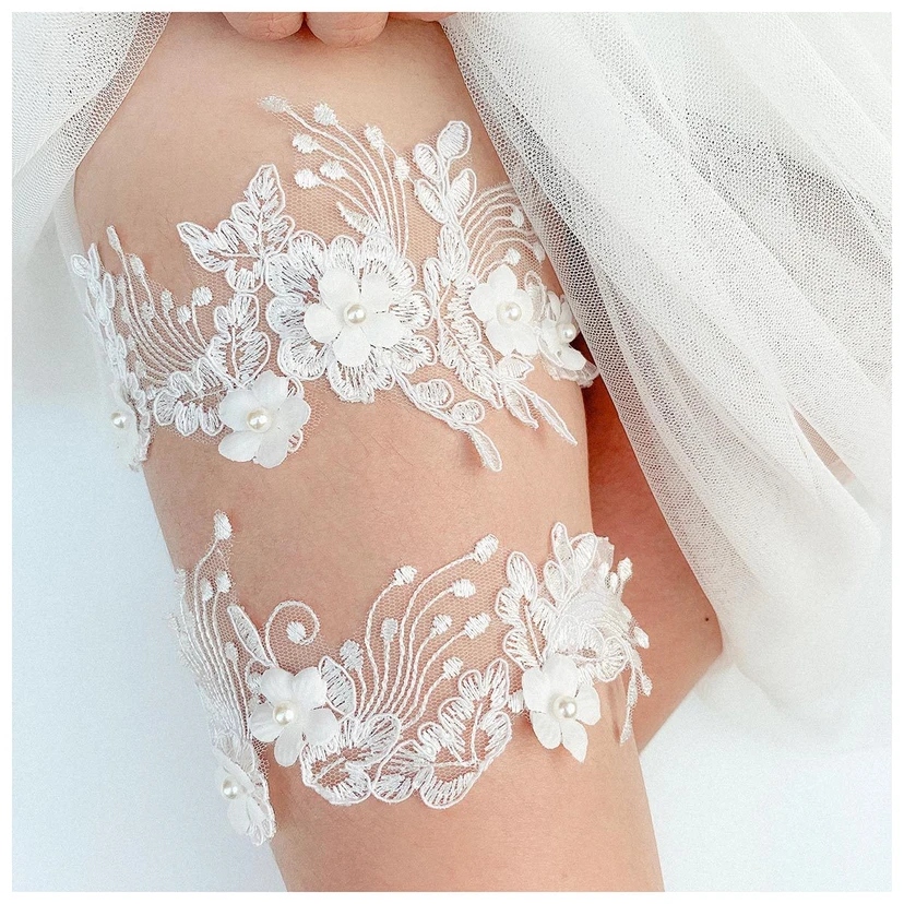 Elegant Flower Double Bridal Garters