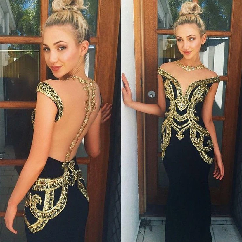 Glamorous Beadings Mermaid Prom Dress Zipper High Neck Floor-length view 2