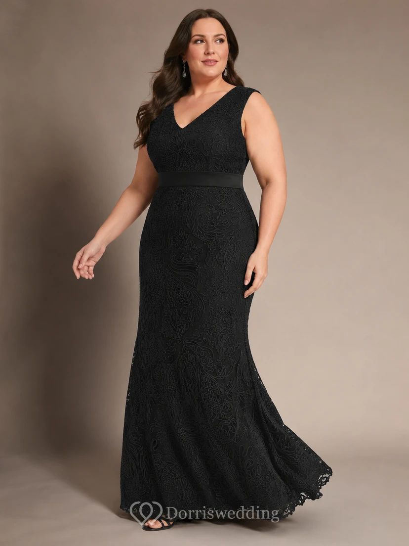 Brautmutterkleid mit V-Ausschnitt, kurzen Ärmeln, Applikationen und Falten view 13