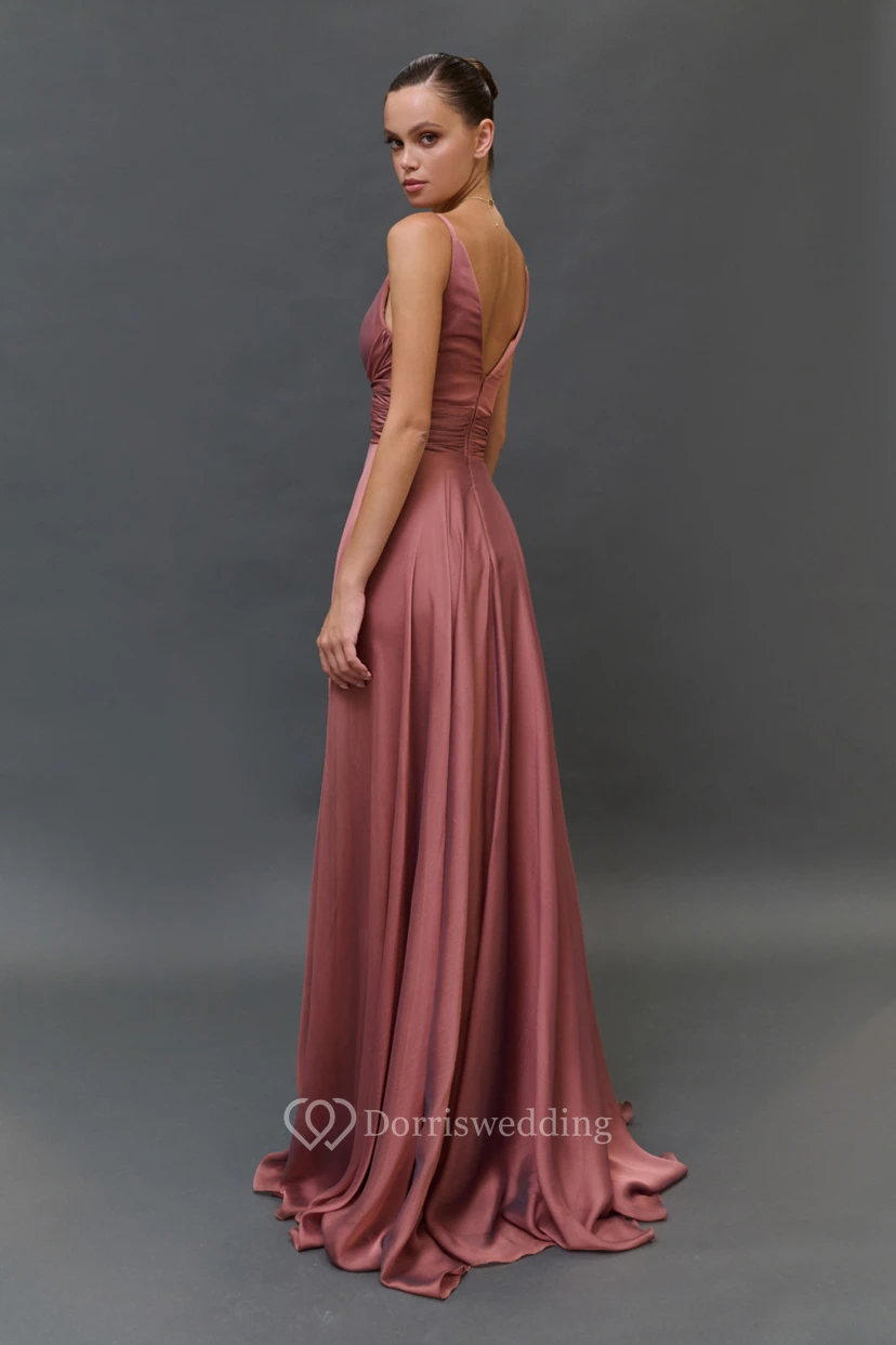 Spaghetti Empire Chiffon Pleated Floor-length Dress view 4