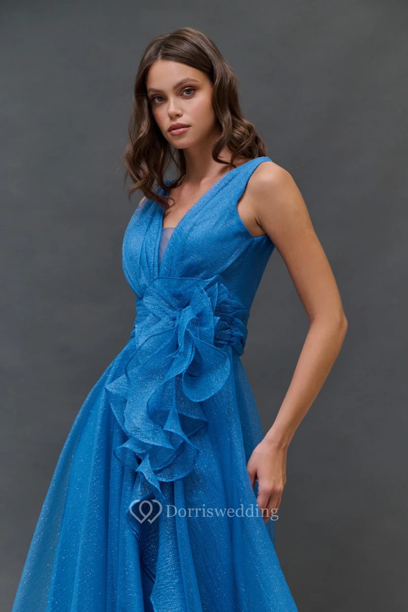 V-neck Sleeveless Empire A-line Drapped Dress view 2