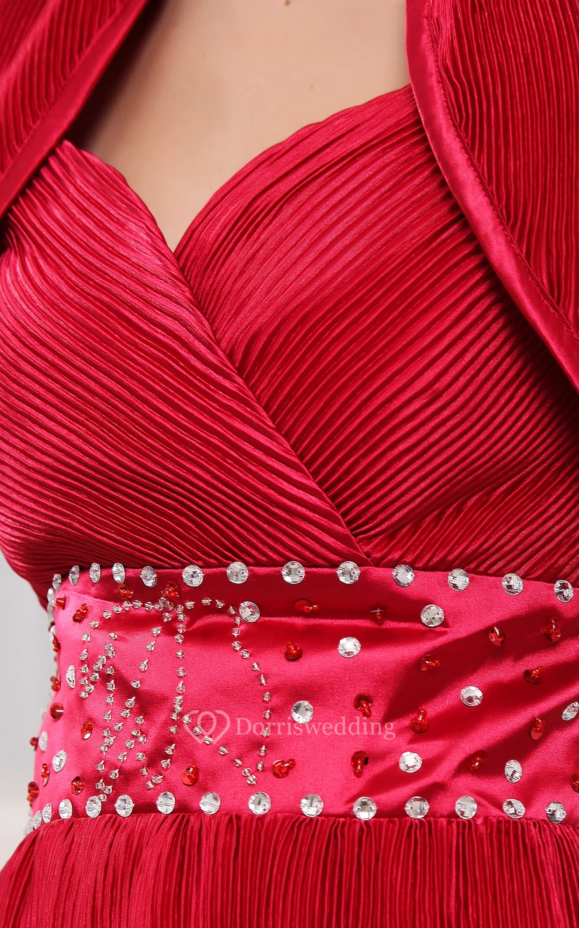 Elegante vestido midi con cuentas, cintura ajustada y bolero. view 6