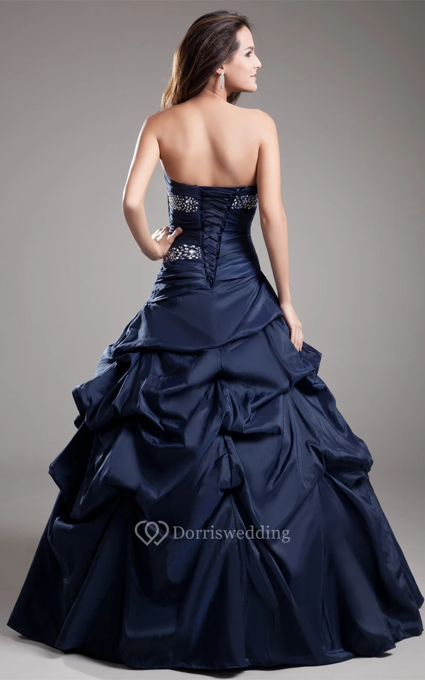 Sweetheart Pick-Up Satin Ball-Gown With Rhinestone view 8