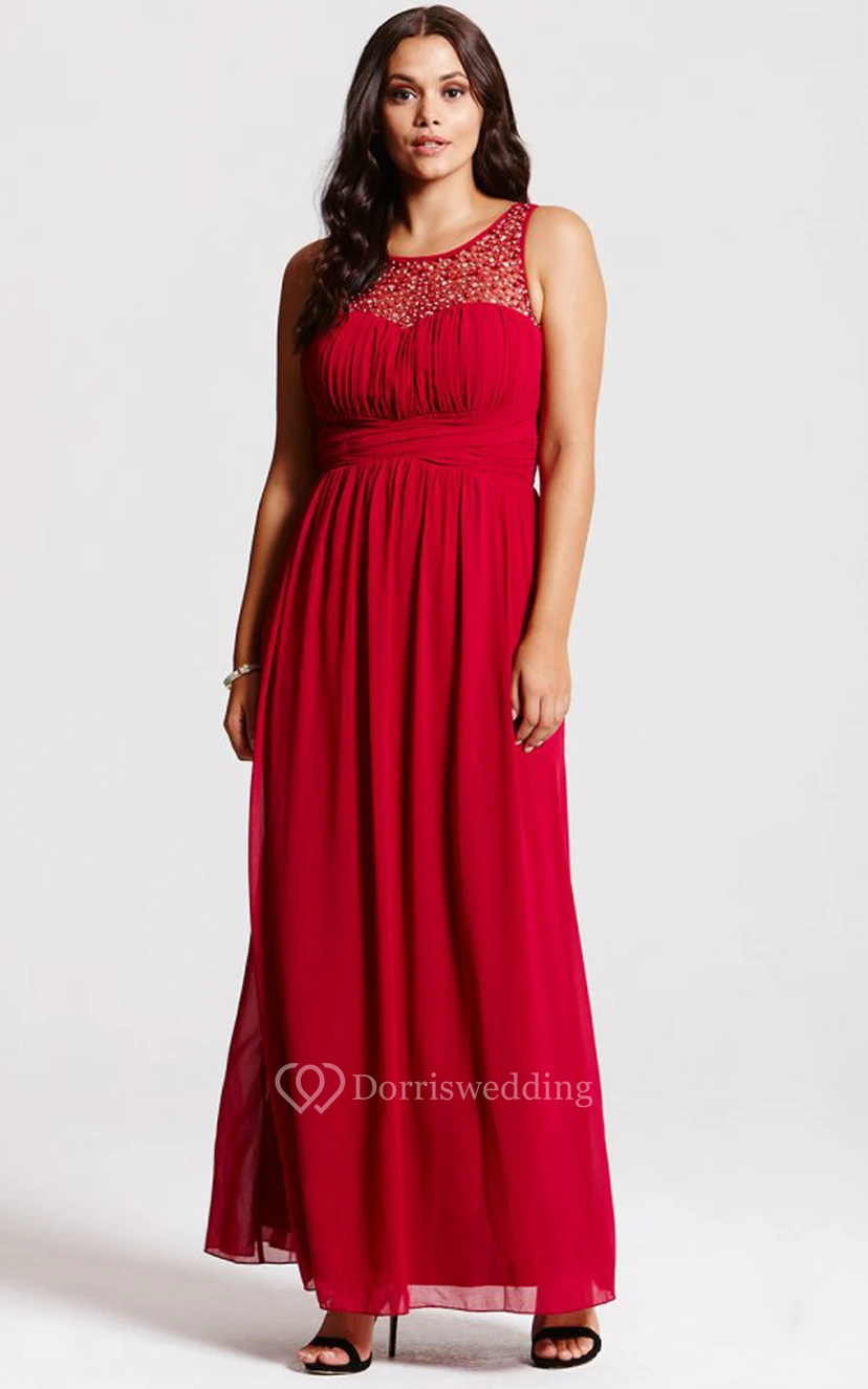 Scoop Neckline Modest A-Line Gown With Squared Back view 46