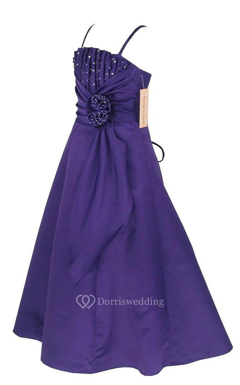 Sleeveless A-line Pleated Criss Cross Dress With Spaghetti Straps view 2