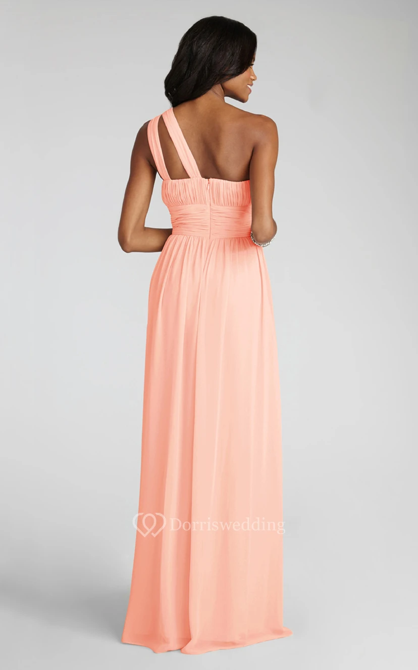 Long-Chiffon Modern One-Shoulder Dress With Ruching view 19