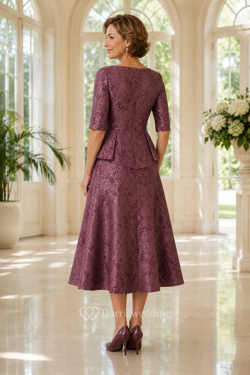 Robe de mère Mulberry mi-longue en dentelle bateau, coupe trapèze view 2
