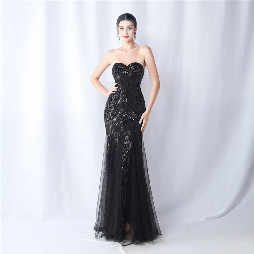 Positionierung Blumenschnitt Netz Pailletten Hochzeitsdinner Toast Party Abendkleid view 29