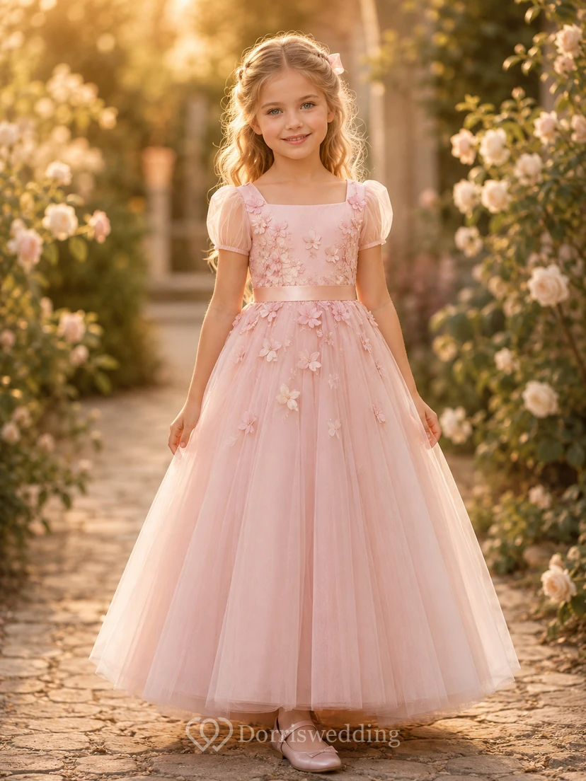 Robe de demoiselle d'honneur en dentelle et tulle