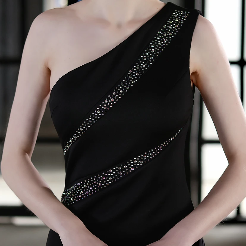 Toast Dress Bride Long One-Shoulder Thank-You Banquet Slim Fishtail Skirt Wedding Car Model Exhibition Dress view 7