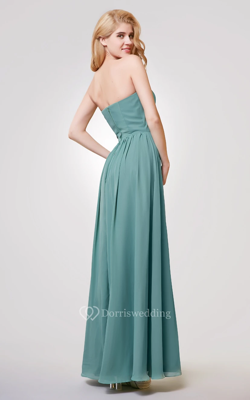 Strapless A-line Long Pleated Chiffon Dress view 2