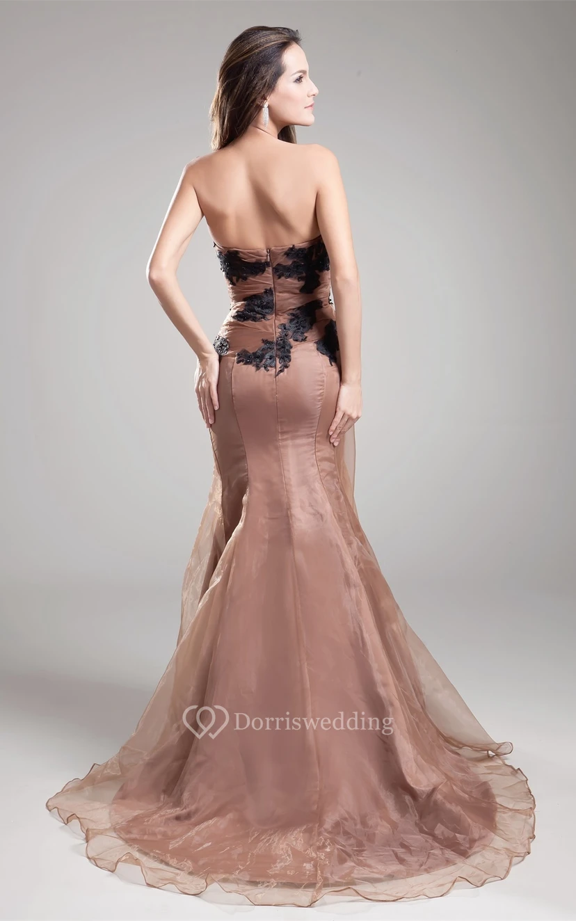 Strapless Maxi Mermaid Dress With Lace view 8