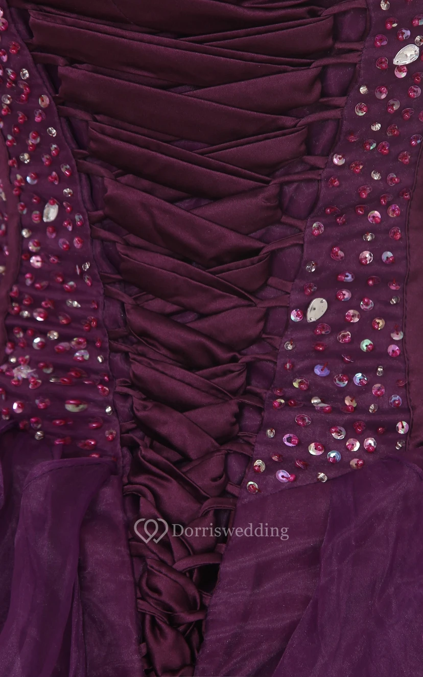 Sweetheart A-Line Ball Gown Dress With Organza Ruffles and Beading view 5