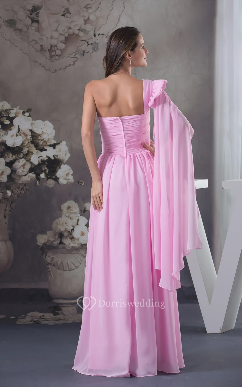 Pastel Chiffon Asymmetrical Pleats and Dress With Ruching view 7