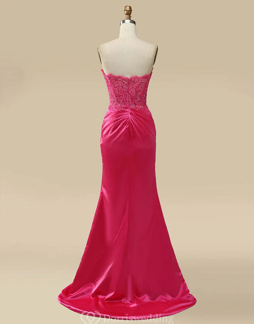 Fuchsia Sequin Corset Gown view 7