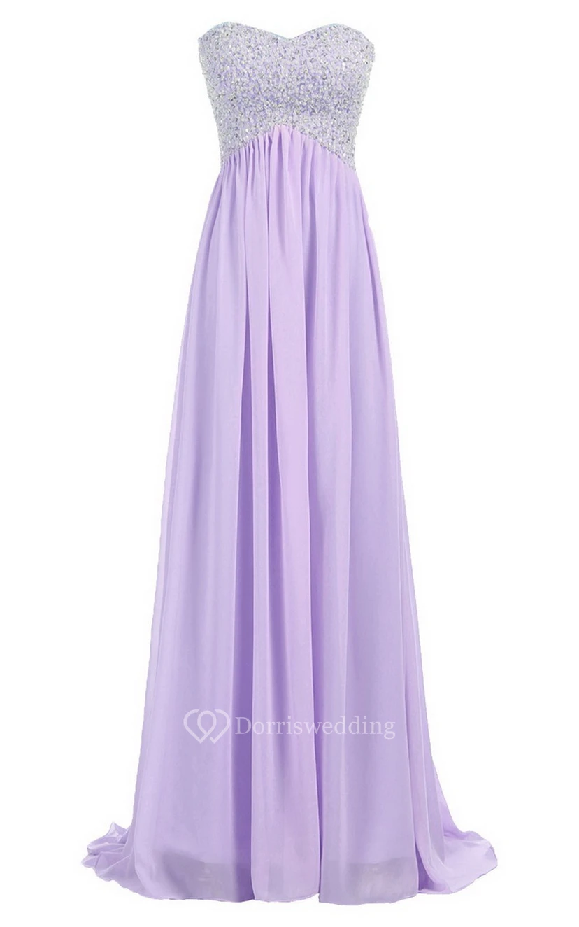 Sweetheart Empire Long Gown With Sequined Bodice view 7
