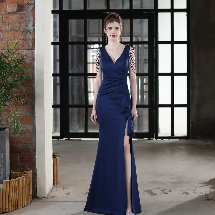 Toast Dress Bride Long Sling Thank-You Banquet Slim Fishtail Skirt Wedding Car Model Exhibition Dress view 51