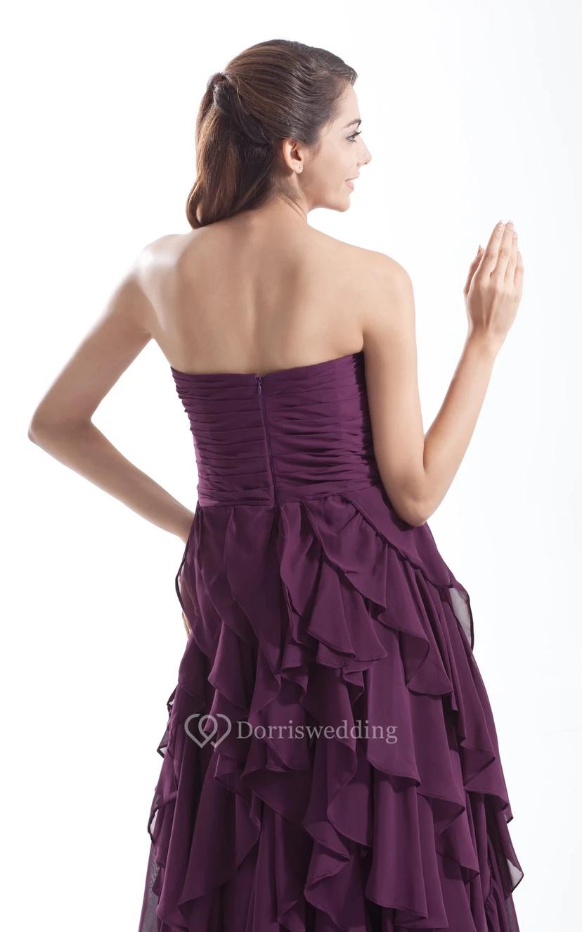 Sweetheart High-Low Dress With Beading and Cascading Ruffles view 3