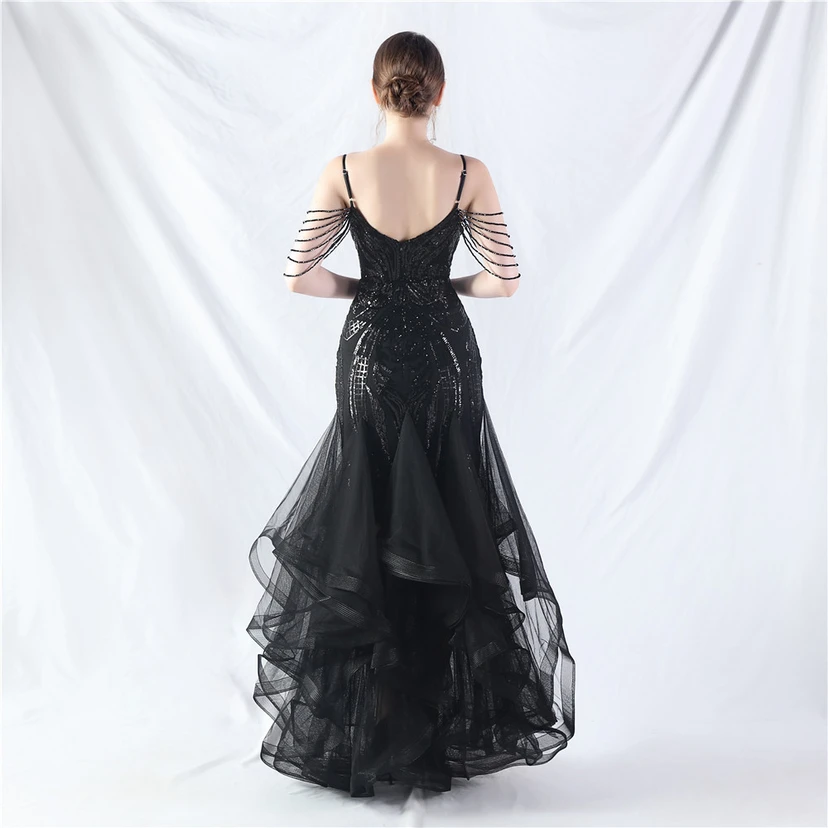 Handgefertigte Perlen, festes Netz, Positionierungsblumenperlen, Spleißnetz, heißes Tanz-Feier-Performance-Kleid view 46