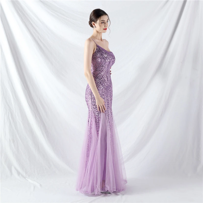 Crafted Beaded Positioning Flower Beads Splicing Mesh Gauze High-End Evening Dress view 14