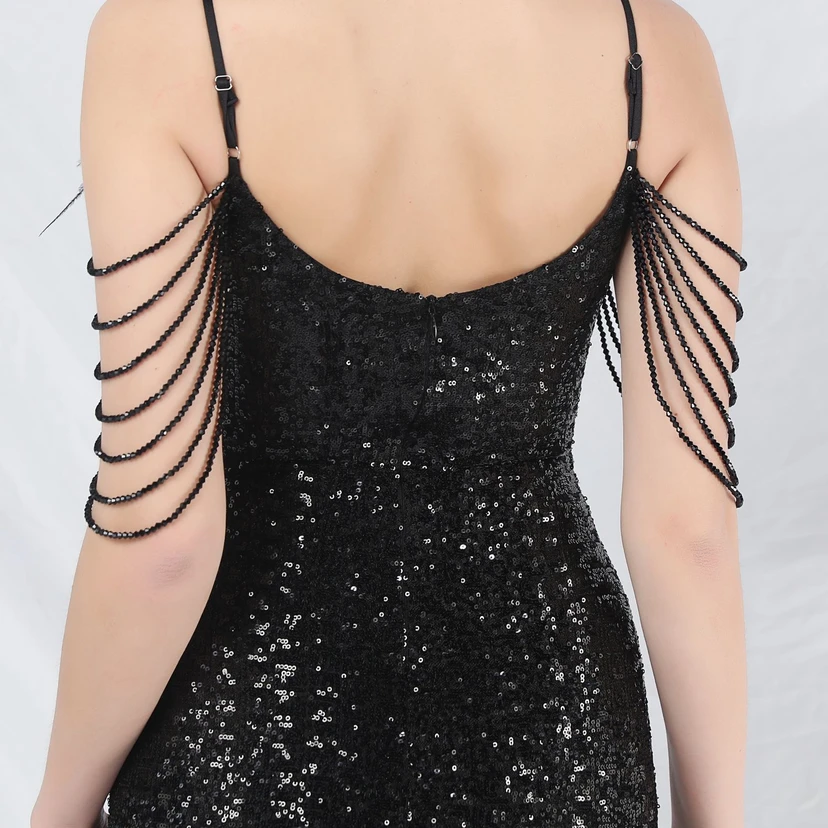 Craft Beaded Ostrich Feather Fantasy Sequined Long Evening Dress view 70
