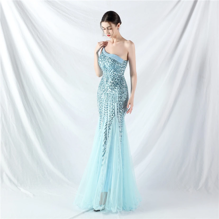 Crafted Beaded Positioning Flower Beads Splicing Mesh Gauze High-End Evening Dress view 23