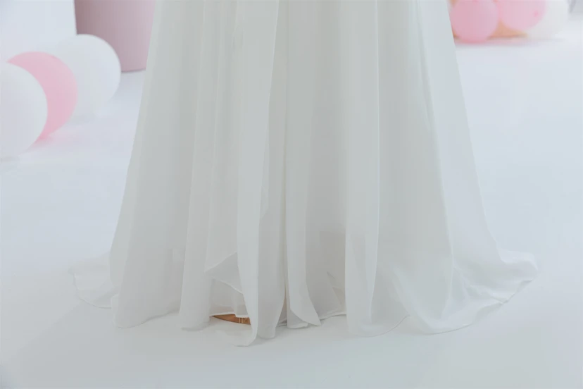 White First Communion Cowl-neck Sleeveless Floor-length Flowergirl Dress view 4