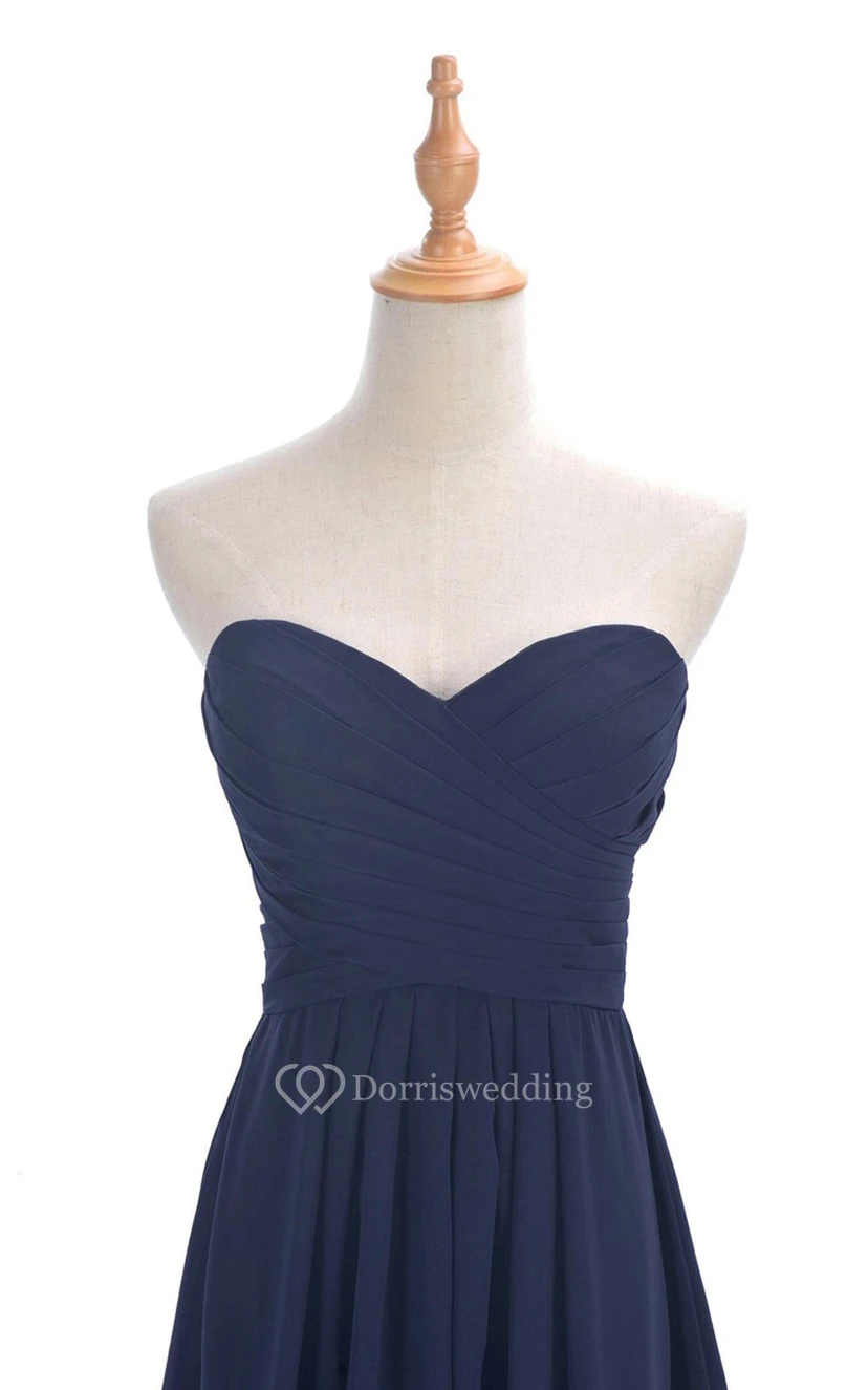 Sweetheart Criss-cross Chiffon A-line Dress With Lace-up Back view 13