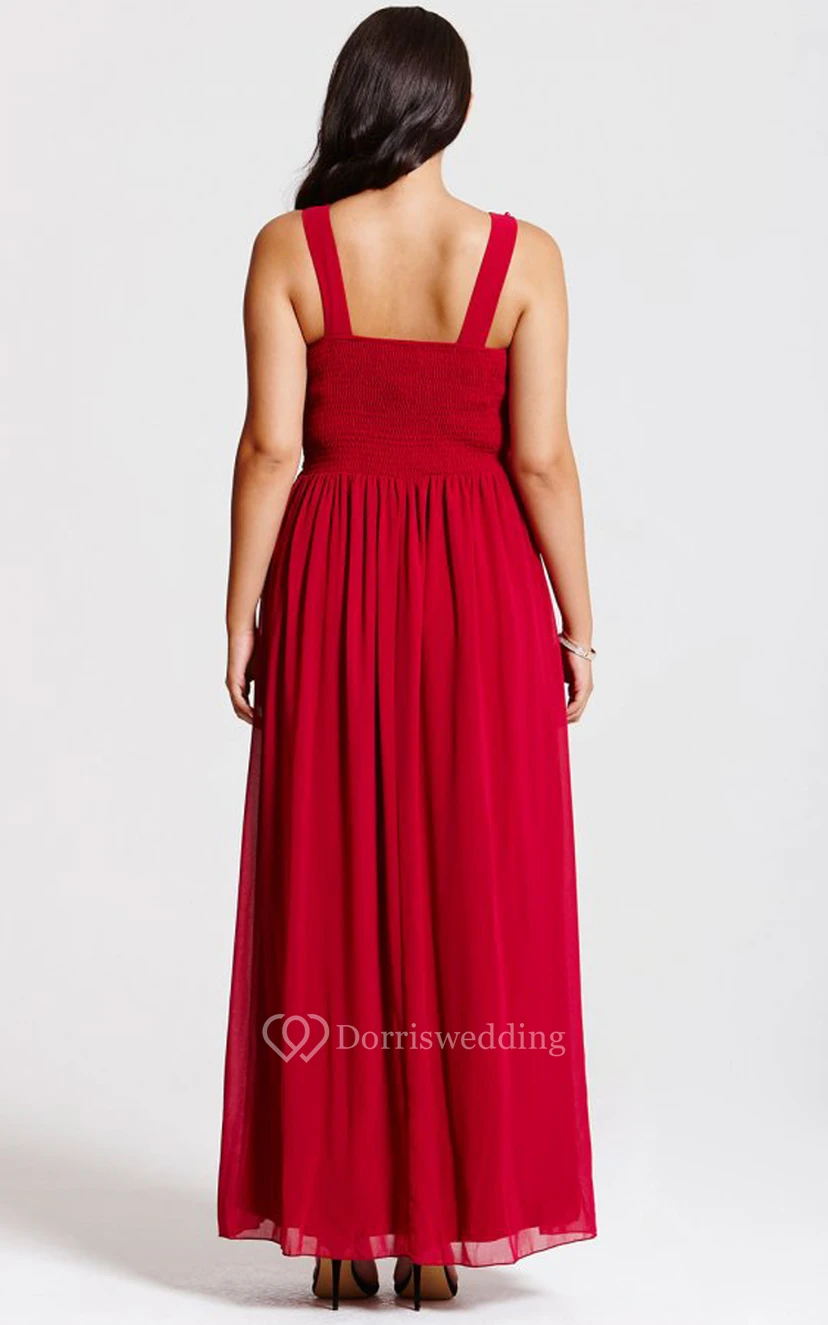 Scoop Neckline Modest A-Line Gown With Squared Back view 48