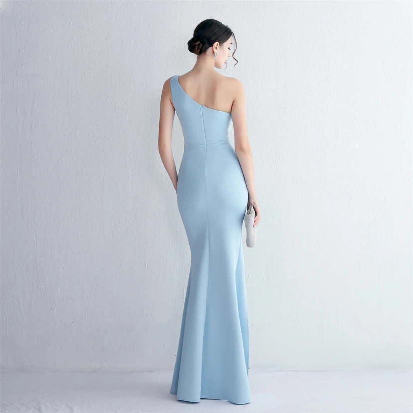 Pressing Beading Craft Toast Dress Long One Shoulder Thank You Banquet Slim Fishtail Skirt Wedding Car Model Exhibition view 33