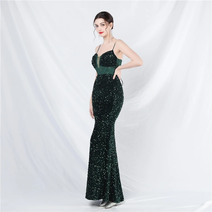Vestido de noche pesado, estilo palacio, chaleco con diseño de espina de pescado, cintura con bordado de diamantes, flores, hombros descubiertos y tirantes. Vestido de alta gama. view 35